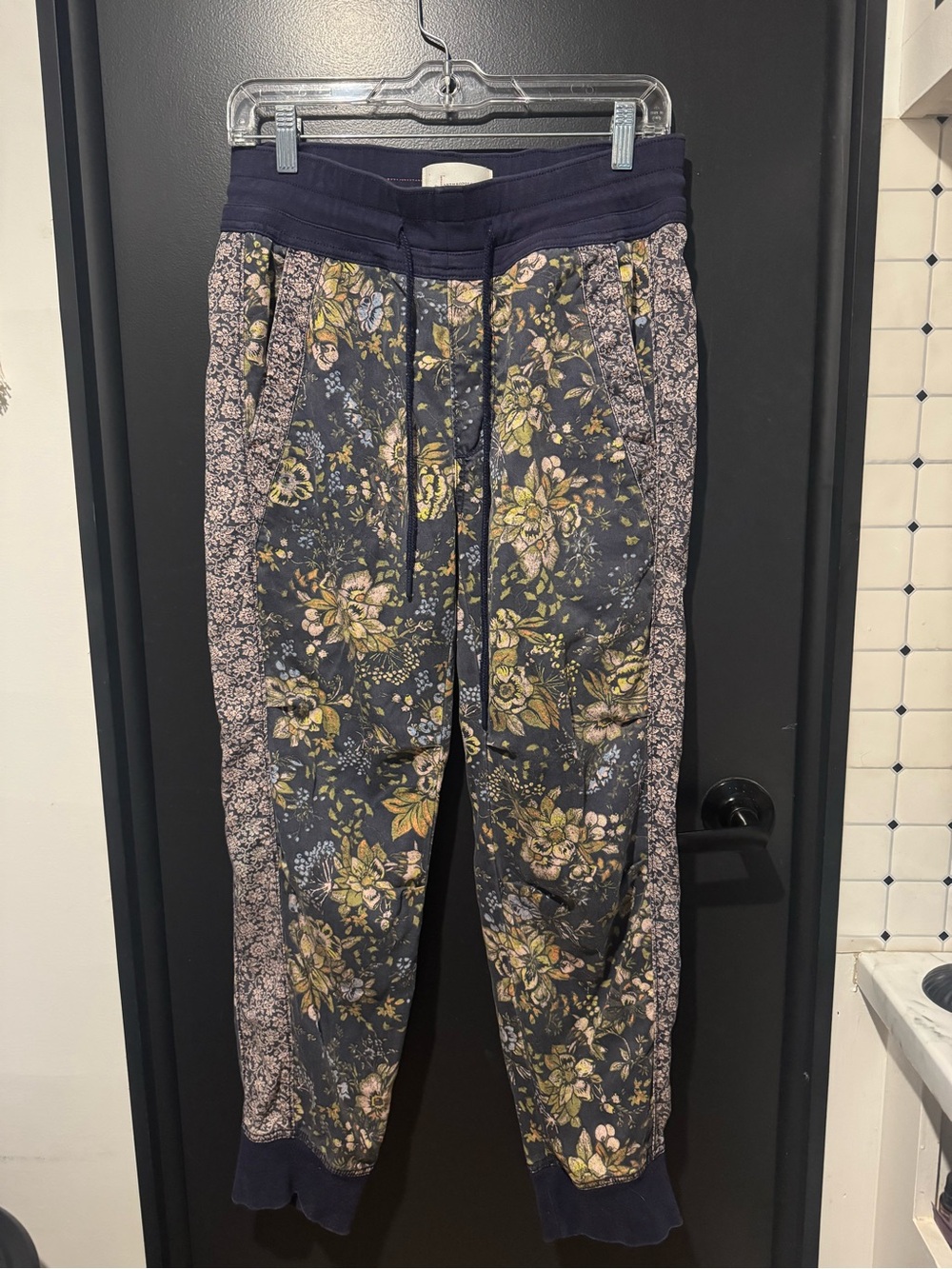 Anthropologie Kallie Floral Pull On Drawstring Joggers